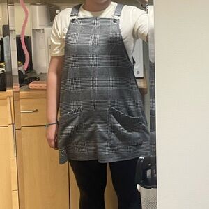 Gray Plaid Pinafore Dress